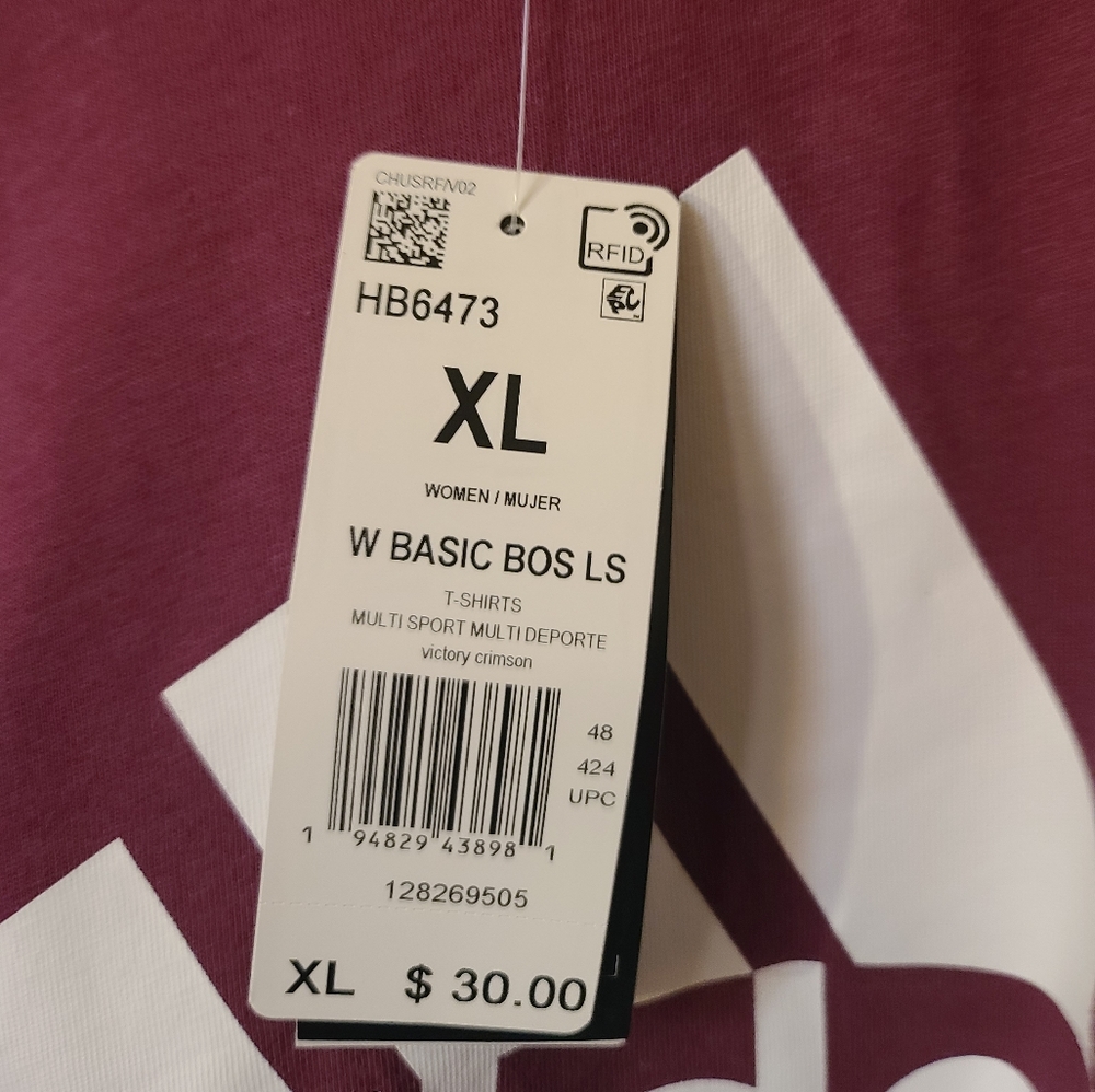 Nwt-Addidas Long Sleeve tee - Picture 2 of 3